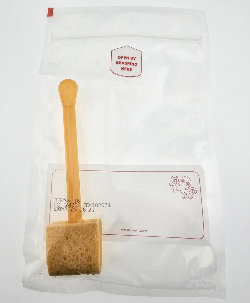 Hy Con Check SBH/NPB- sterile pre-moistened cellulose sponge with breakpoint handle in blender bag   R&D 